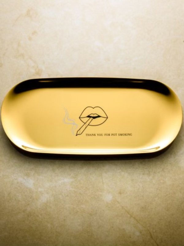 Rolling Tray with Gold Finish